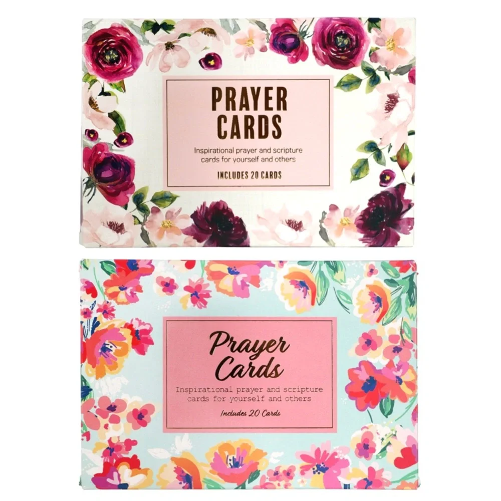 Christian Floral Prayer Cards, 2 Sets (20 ct ea)